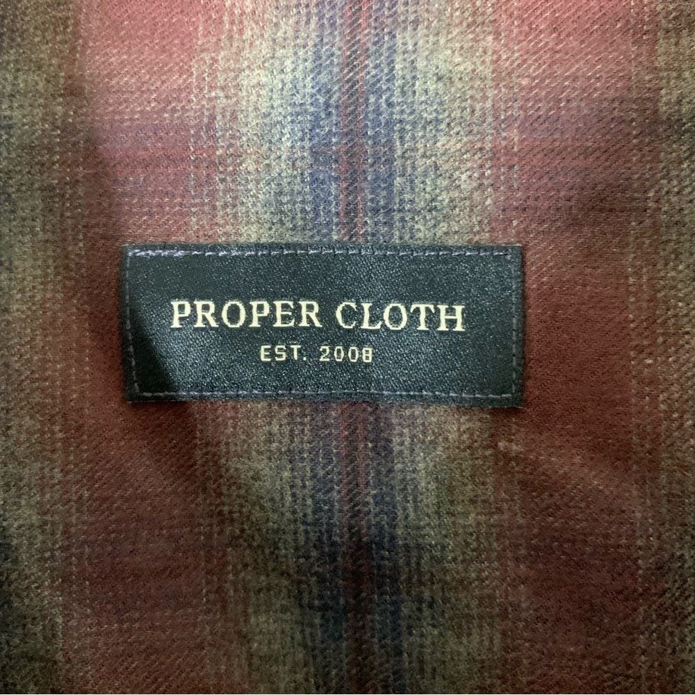 Proper cloth Mens Kent burgundy navy lightweight flannel shirt L - Picture 5 of 8